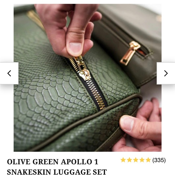 NWT TOTE & Carry OLIVE GREEN APOLLO 1 SNAKESKIN LUGGAGE SET - Picture 9 of 16